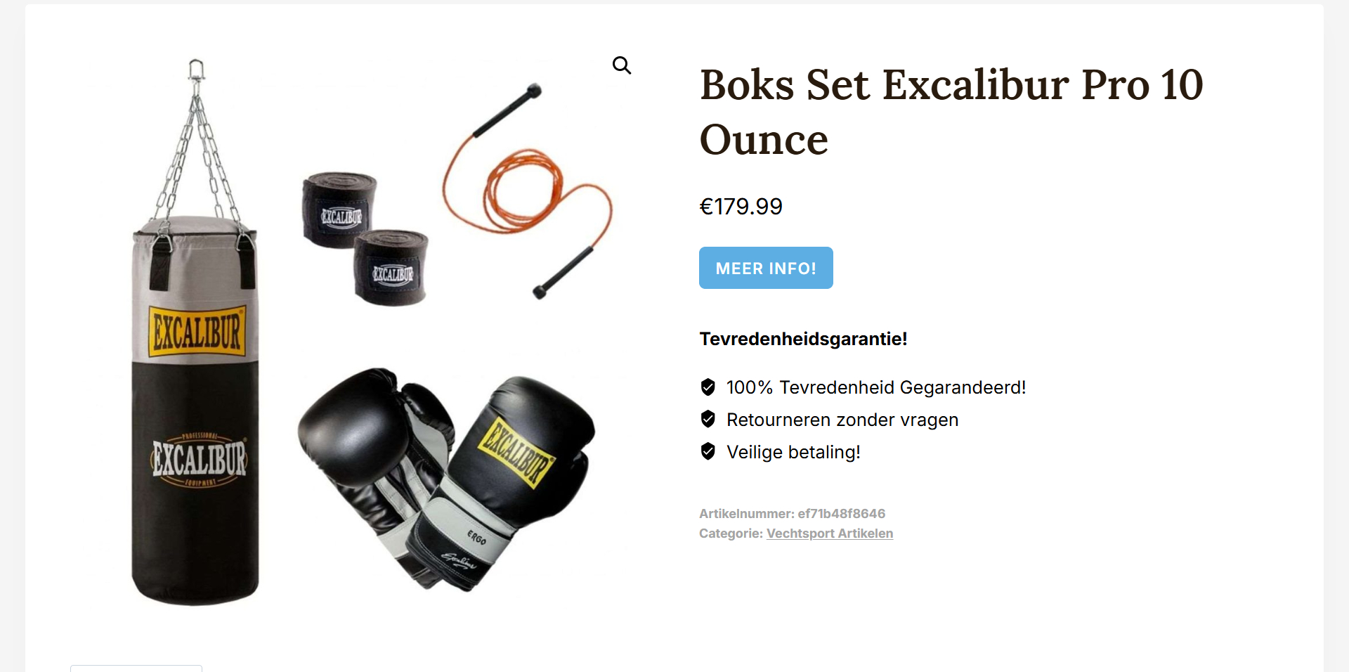 Boks Set Excalibur Pro 10 Ounce - Vechtsport & Fitness Winkel, Boks_ - [fightscene.nl]